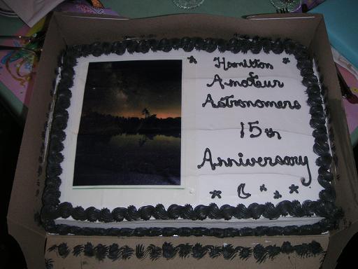 The cake with the Binbrook Milky Way image printed on it